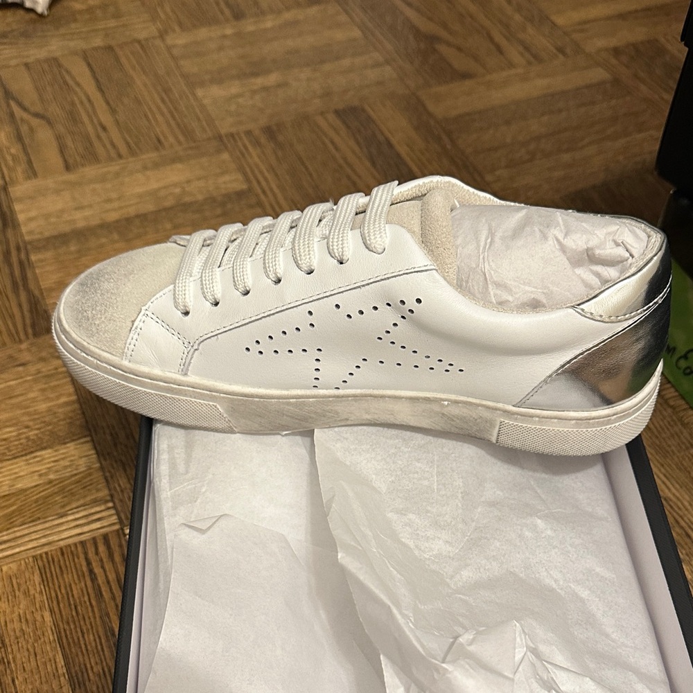 Steve Madden Distressed Style White and Silver Sneakers